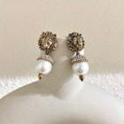Lion & Faux Pearl Drop Earring 1 Pair - Gold - One Size