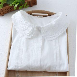 Plain Pintuck Peter Pan Collar Blouse