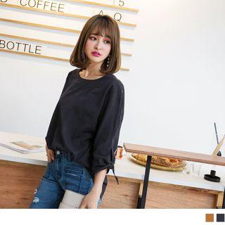3/4 Sleeve Tie Cuff Top
