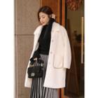 Metallic-trim Faux-fur Coat Ivory - One Size