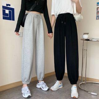 High Waist Plain Sweatpants / Camisole Top