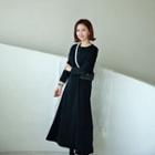 Flared Monotone Maxi Dress Black - One Size
