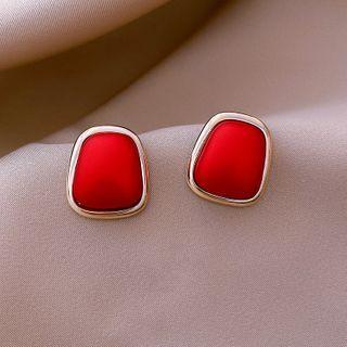 Geometric Alloy Earring 1 Pair - Stud Earring - Red - One Size