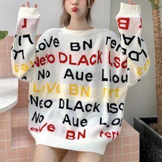 Long Sleeve Letter Printed Sweater