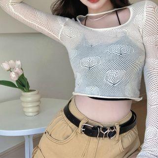 Halter Top / Long-sleeve Cutout Top / Denim Shorts