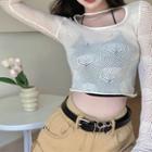 Halter Top / Long-sleeve Cutout Top / Denim Shorts