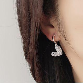 Heart Alloy Dangle Earring 1 Pair - Clip On Earring - Silver - One Size