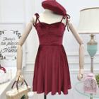 Sleeveless A-line Velvet Dress