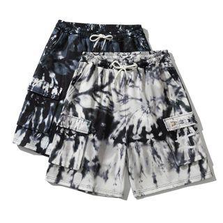 Tie-dye Wide Leg Cargo Shorts