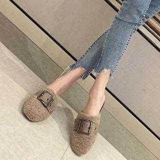 Belted Furry Mules