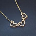 Rhinestone Heart Necklace Gold Plating - As Shown In Figure - One Size