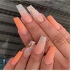 Matte Marble Print Faux Nail Tips W024 - Orange - One Size