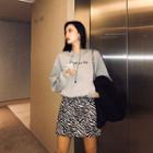 Zebra Print A-line Mini Skirt