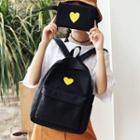 Heart Print Lightweight Backpack With Pouch