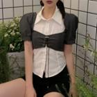 Set: Sleeveless Shirt + Short-sleeve Shrug