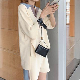 Set: Elbow-sleeve Paneled Shirt + Shorts