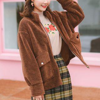 Fleece Stand Collar Zip Jacket