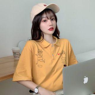 Pattern Polo Short Sleeve Top