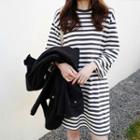 Long-sleeve Striped Long T-shirt Stripes - Black & White - One Size