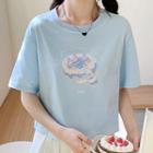 Short Sleeve Cake Print T-shirt