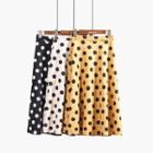 Faux-suede Polka-dot A-line Skirt