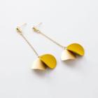 Curved Alloy Disc Dangle Earring