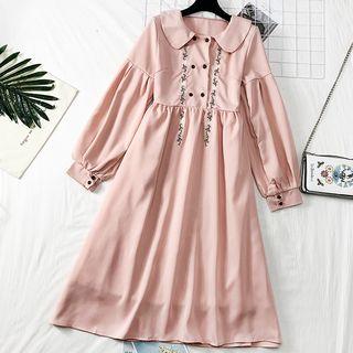 Ribbon-back Embroidered A-line Dress