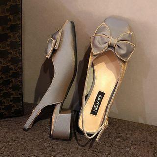 Low-heel Square Toe Slingback Sandals