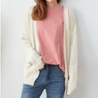 Open Front Plain Cardigan Almond - One Size