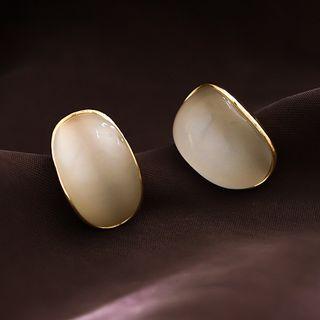Cat Eye Stone Earring 1 Pair - S925 Silver - As Shown In Figure - One Size