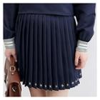 Star-embroidered Mini Pleat Skirt