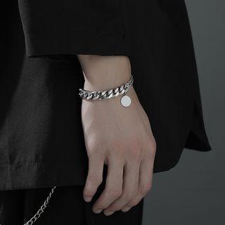 Disc Pendant Chunky Stainless Steel Bracelet (various Designs)