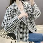 Houndstooth Double Breasted Knit Jacket