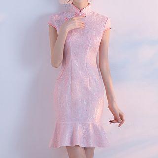 Short-sleeve Flounced-hem Cheongsam