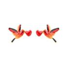 Fashion Romantic Plated Gold Enamel Bird-shaped Stud Earrings Golden - One Size