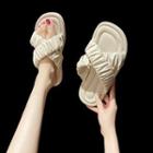 Shirred Cross Strap Slide Sandals