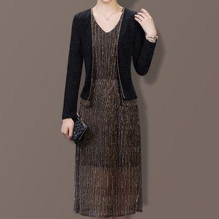 Set: Sleeveless Midi Dress + Light Jacket