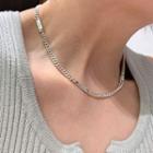 Chunky Chain Lettering Sterling Silver Choker Xl1218 - Silver - One Size