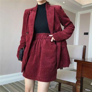 Double-breasted Corduroy Blazer / Wide-leg Pants / Mini A-line Skirt