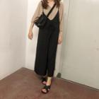 Plain 3/4 Sleeve T-shirt / Plain Spaghetti Strap Pinafore Jumpsuit