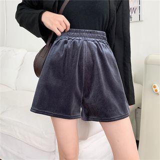 High-waist Velvet Wide-leg Shorts