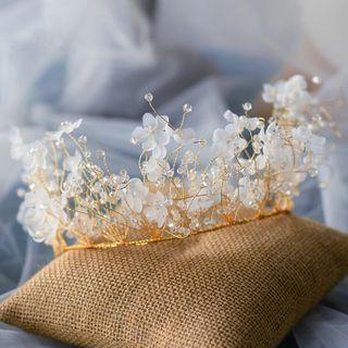 Flower Wedding Headpiece White Crown - One Size