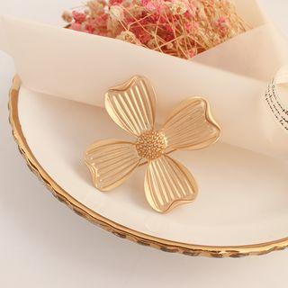 Matte Alloy Flower Brooch 1 Pc - Gold - One Size