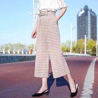 Plaid High Waist Wide Leg Pants