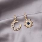 Moon & Star Rhinestone Dangle Earring E2922 - As Shown In Figure - One Size