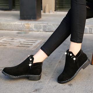 Faux-pearl Detail Short Boots