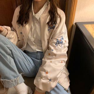 Merry-go-round Embroidery Zipped Bomber Jacket