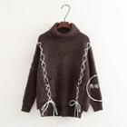 Turtleneck Lace-up Detail Sweater