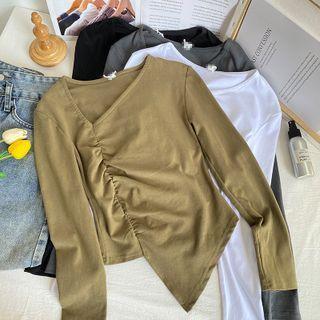 Asymmetrical Ruched Skinny T-shirt