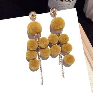 Furry Ball Dangle Earring Curcumin - One Size